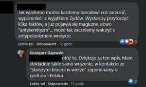 Grzegorz Gajewski burmistrz Opatowa, komentarz na Facebooku