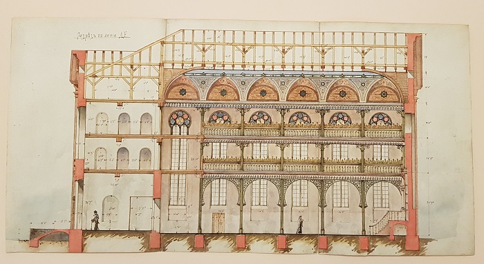 rysunek przedstawiający synagogę w Łodzi